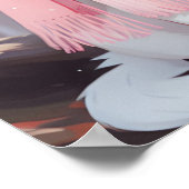 Witte Cat Pink Outfit Herfst Winter Manga Wall Art Poster (Hoek)