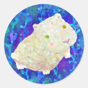 witte cavia ronde sticker