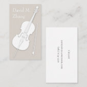 Witte Cello & Bow eenvoudig Elegant String Player Visitekaartje (Voorkant / Achterkant)
