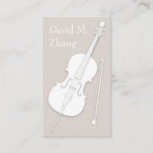 Witte Cello & Bow eenvoudig Elegant String Player Visitekaartje (Voorkant)