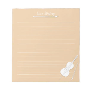 Witte Cello Gepersonaliseerde Muziekles Beige Notitieblok