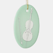 Witte Cello met Boog Custom Mint Music Keramisch Ornament (Rechts)