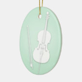 Witte Cello met Boog Custom Mint Music Keramisch Ornament (Links)