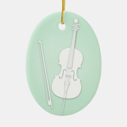 Witte Cello met Boog Custom Mint Music Keramisch Ornament (Voorkant)