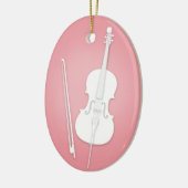 Witte Cello met Boog Roos roze muziek Keramisch Ornament (Links)