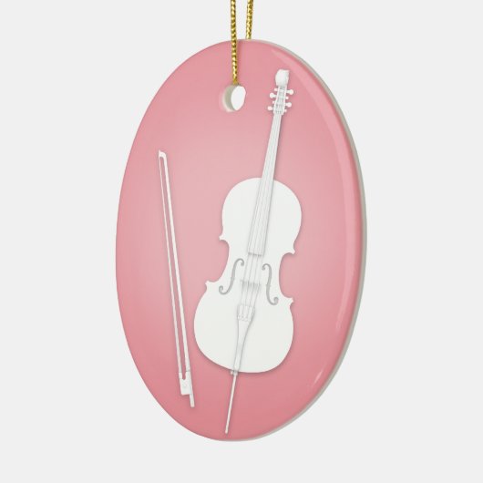 Witte Cello met Boog Roos roze muziek Keramisch Ornament (Links)