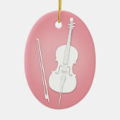Witte Cello met Boog Roos roze muziek Keramisch Ornament (Voorkant)