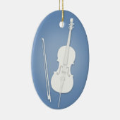 Witte Cello met standaard donkerblauwe muziek Keramisch Ornament (Rechts)