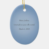 Witte Cello met standaard donkerblauwe muziek Keramisch Ornament (Achterkant)