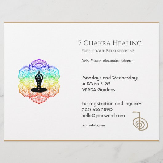 Witte Chakra Energy Healer Foto Reiki Horizontaal Flyer (Voorkant)