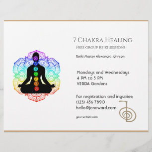 Witte Chakra Energy Healer Reiki Horizontaal Flyer