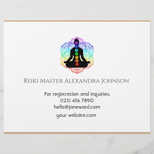 Witte Chakra Energy Healer Reiki Horizontaal Flyer (Achterkant)