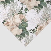 Witte Champagne Rozen Victoriaans tuin Tissuepapier (Detail)