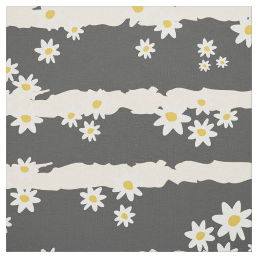 Witte Cheerful Flowers Stof (Swatch)
