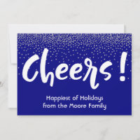 Witte Cheers-typografie met marineblauw & zilver c
