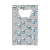 Witte chef-petten op grijs creditkaart flessenopener (Voorkant)