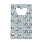 Witte chef-petten op grijs creditkaart flessenopener (Achterkant)