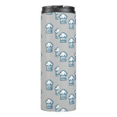 Witte chef-petten op grijs thermosbeker (Achterkant)