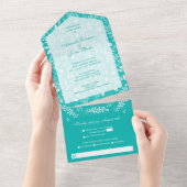 Witte chemicaliën op Turquoise All In One Uitnodiging (Afscheurbaar)