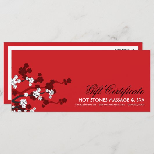 Witte Cherry Blossom Flowers Zen Gift Certificate (Voorkant / Achterkant)