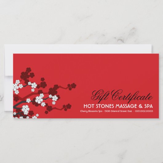 Witte Cherry Blossom Flowers Zen Gift Certificate (Voorkant)