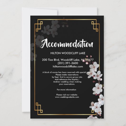 Witte Cherry Blossom &golde ruimte Kaart (Voorkant)