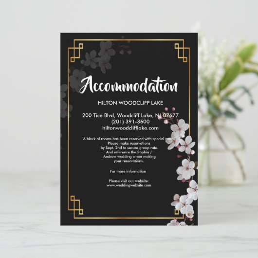 Witte Cherry Blossom &golde ruimte Kaart (Staand voorkant)