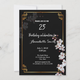 Witte Cherry Blossom &golden Lijst Birthday Kaart