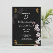 Witte Cherry Blossom &golden Lijst Birthday Kaart (Staand voorkant)