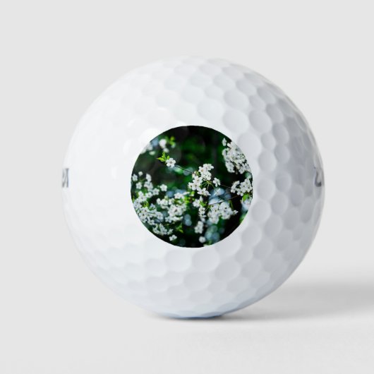 Witte Cherry Blossom Green Leaves Golfballen (Voorkant)