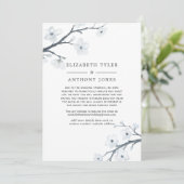 Witte Cherry Blossom Reduced Wedding Guest List Aankondiging (Staand voorkant)