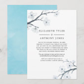 Witte Cherry Blossom Reduced Wedding Guest List Aankondiging (Voorkant / Achterkant)