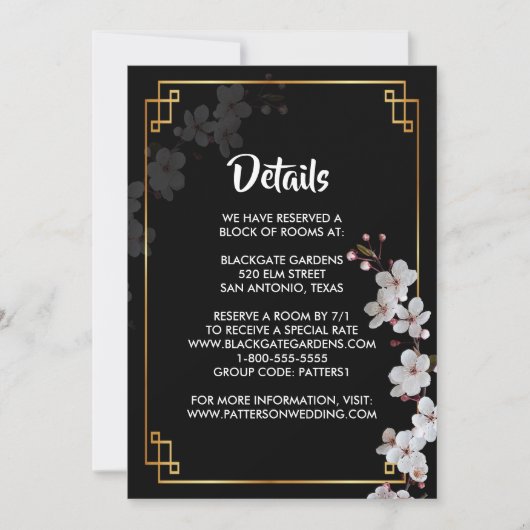 witte Cherry Blossoms & gouden Lijst Behuizing Kaart (Voorkant)