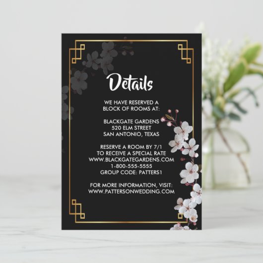 witte Cherry Blossoms & gouden Lijst Behuizing Kaart (Staand voorkant)