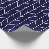 Witte Chevron op Navy Blue Modern Chic Cadeaupapier (Hoek)