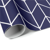 Witte Chevron op Navy Blue Modern Chic Cadeaupapier (Rol Hoek)