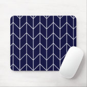 Witte Chevron op Navy Blue Modern Chic Muismat (Met muis)