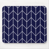 Witte Chevron op Navy Blue Modern Chic Muismat (Voorkant)