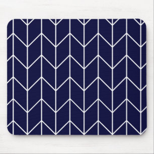 Witte Chevron op Navy Blue Modern Chic Muismat