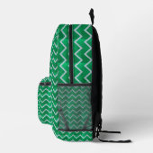 Witte chevron zigzag op gestructureerde groene ach bedrukte rugzak (Rechts)