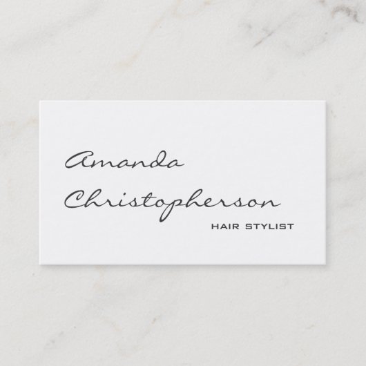 Witte Chic Handschrift Hair Stylist Visitekaartje (Voorkant)