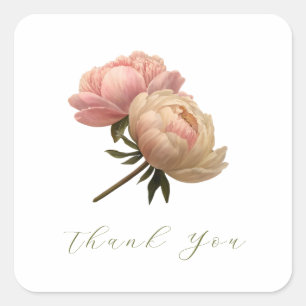 Witte Chic Roze Trouw Dank je Vierkante Sticker
