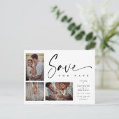 Witte Chic Trendy Collage Wedding 3 Foto's Briefkaart (Staand voorkant)