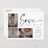 Witte Chic Trendy Collage Wedding 3 Foto's Briefkaart (Voorkant / Achterkant)