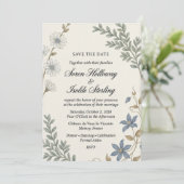 Witte Chicorei, Blauwe Clematis, Botanisch Loof, V Kaart (Staand voorkant)
