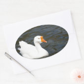 Witte Chinese gans Ovale Sticker (Envelop)