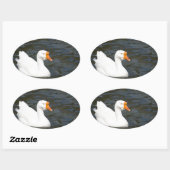 Witte Chinese gans Ovale Sticker (Vel)