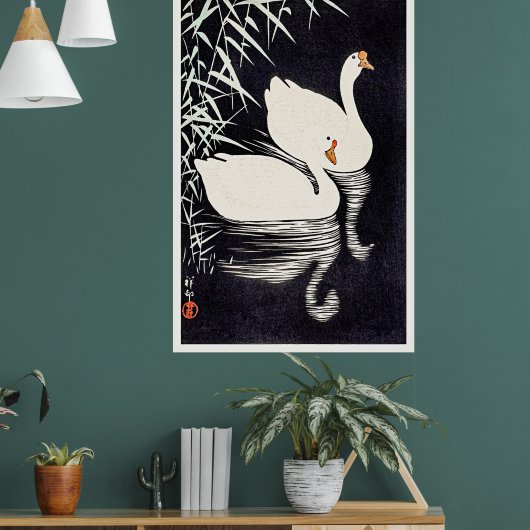 Witte Chinese ganzen van Ohara Koson, Poster (Woonkamer 1)