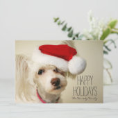 Witte Chinese kuifpowderpuffhond Feestdagenkaart (Staand voorkant)