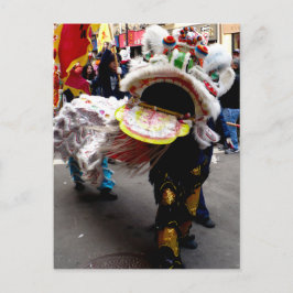 Witte Chinese leeuwendanseres, hoofd op Briefkaart
